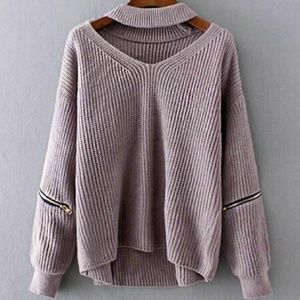mauve choker sweater